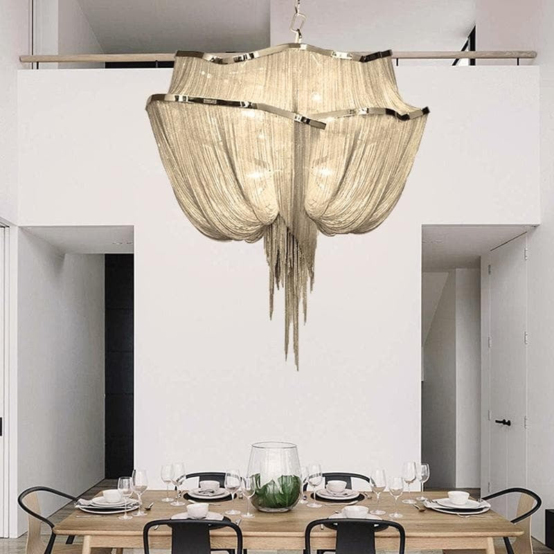 Viola Luxury Double-Layer Aluminum Chain Tassel Chandelier