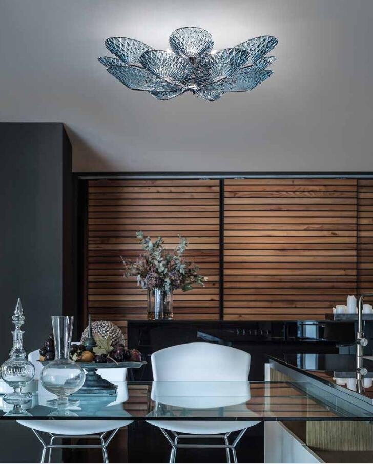 Aaron Flushmount Glass Flower Chandelier