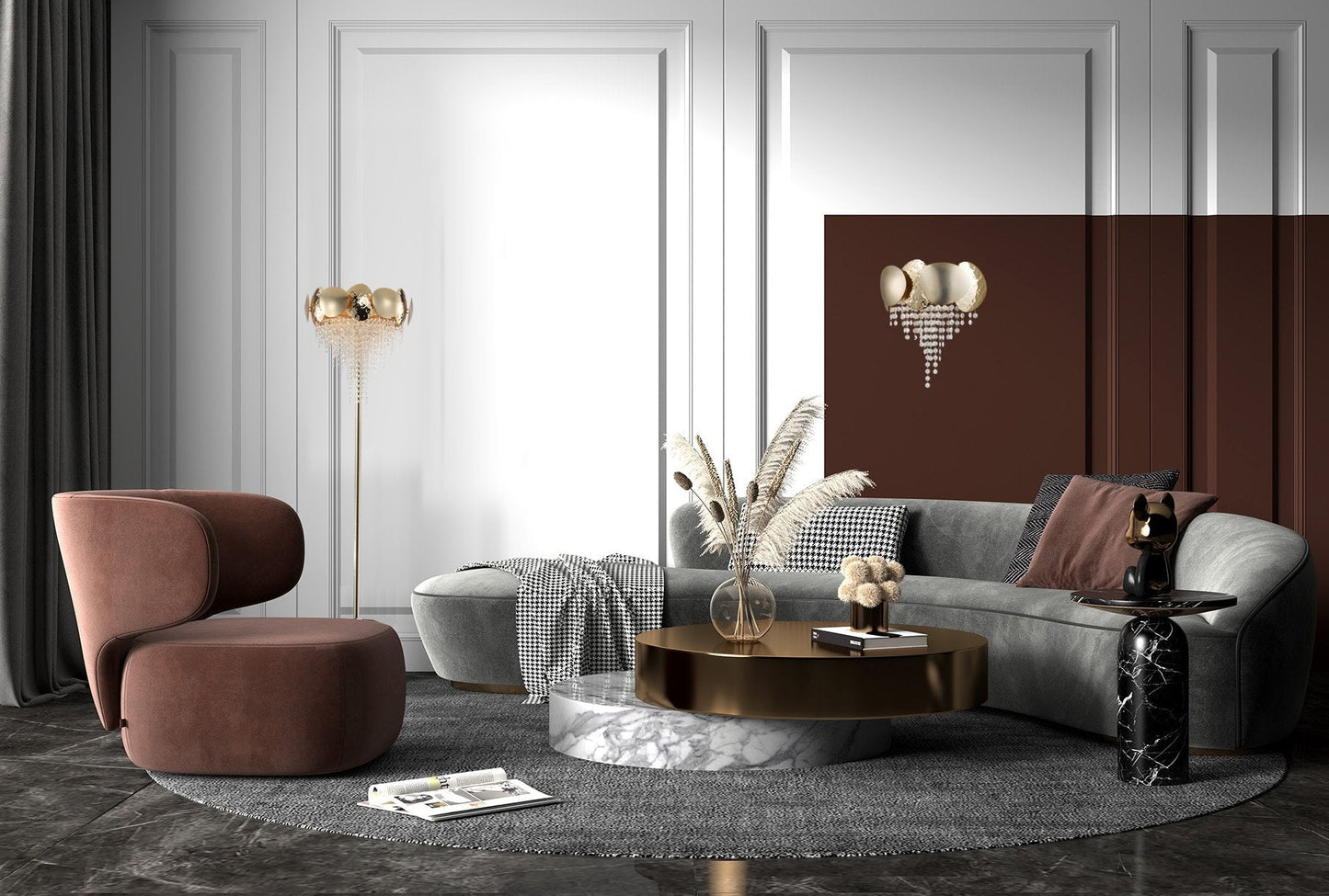 Daisy Brass Crystal Wall Sconce