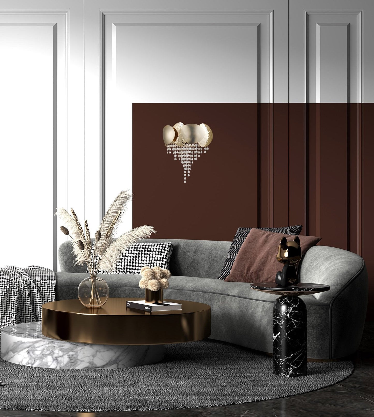 Daisy Brass Crystal Wall Sconce