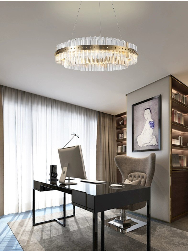 Elvira 2-Tier Oval Ring Crystal LED Chandelier
