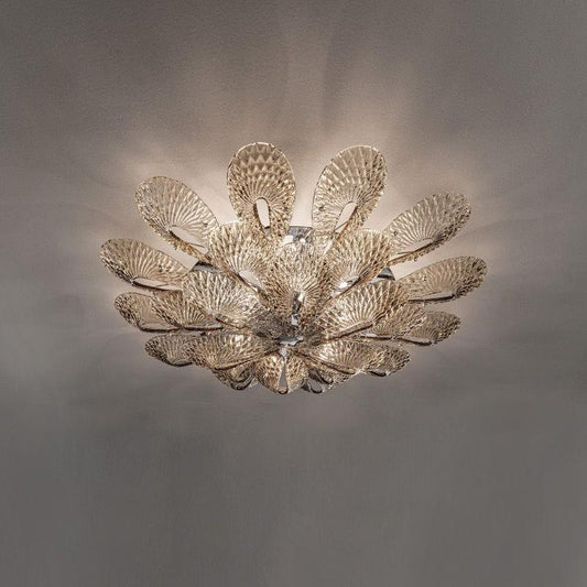 Aaron Flushmount Glass Flower Chandelier