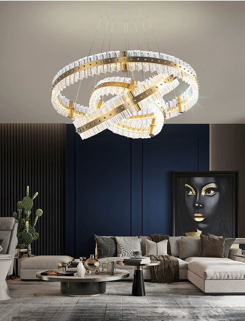 Elvira 3-Tier Round Ring Crystal LED Chandelier