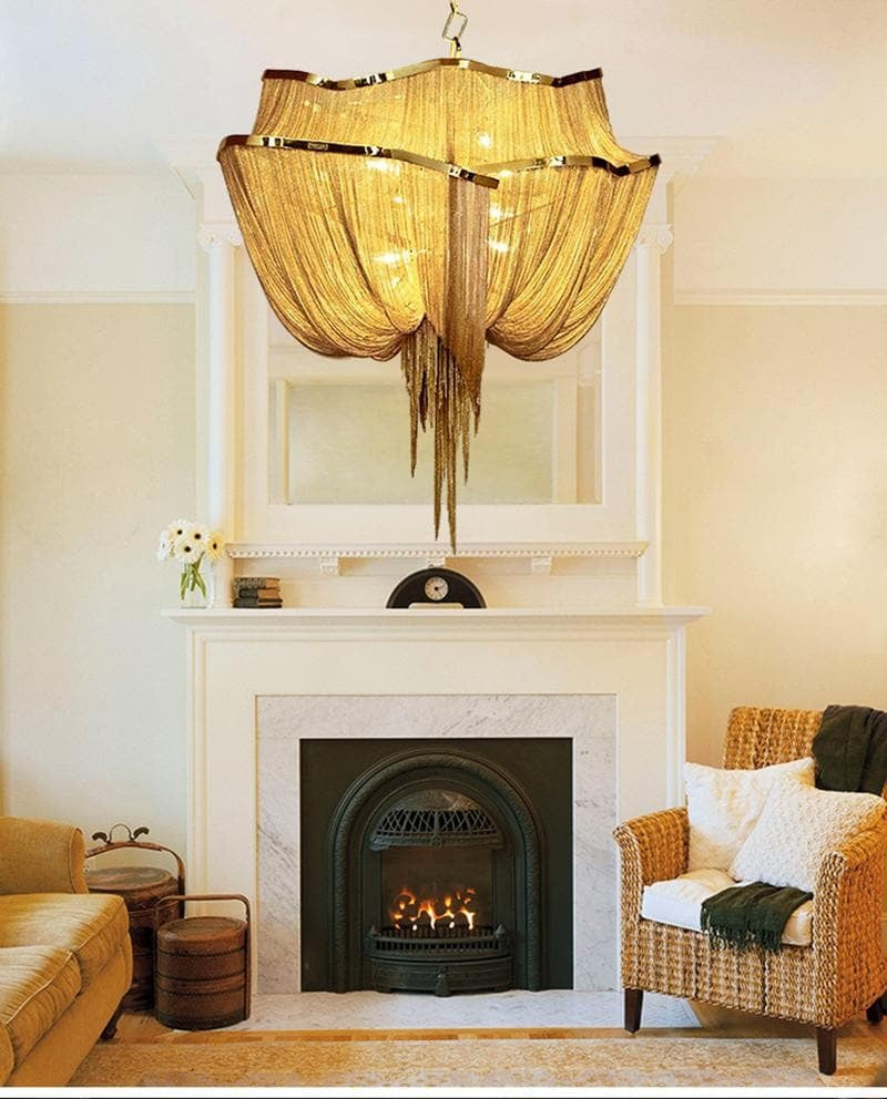 Viola Luxury Double-Layer Aluminum Chain Tassel Chandelier