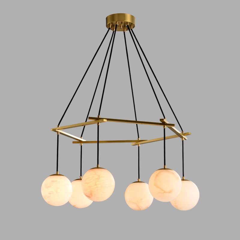 Alabaster Zemira Modern Round Ball Pendant Chandelier