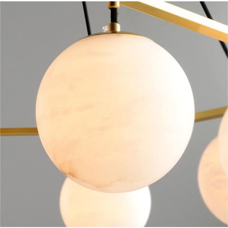 Alabaster Zemira Modern Round Ball Pendant Chandelier