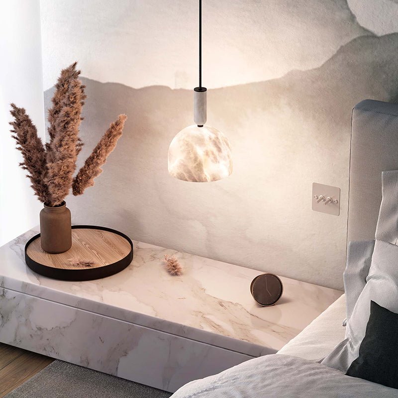 Alabaster Zebah Hemisphere Pendant Light