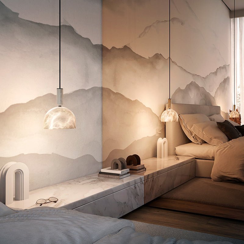Alabaster Zebah Hemisphere Pendant Light