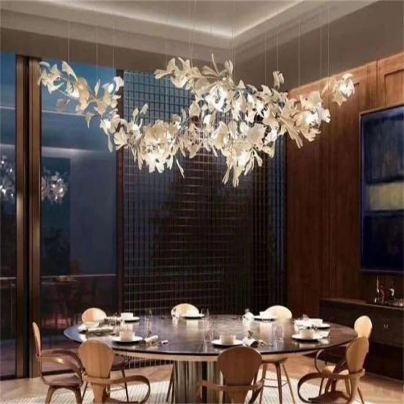 Ceramic Ginkgo Leaves Chandelier