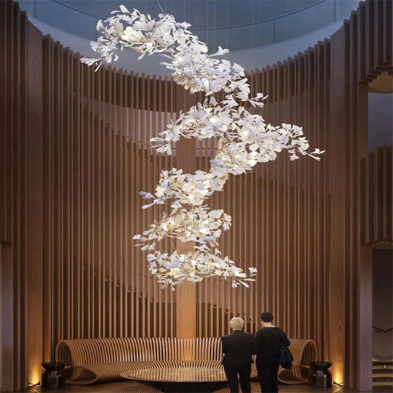 Ceramic Ginkgo Leaves Chandelier