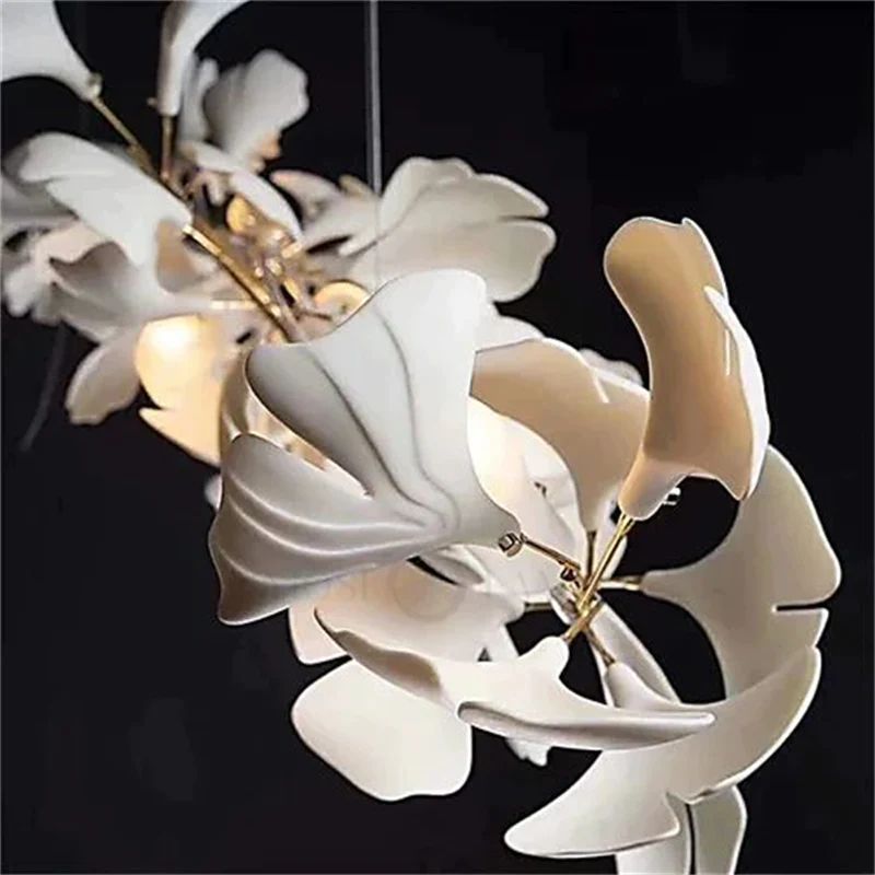 Ceramic Ginkgo Leaves Chandelier