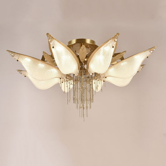 Leo Flower Crystal Flush mounted Chandelier