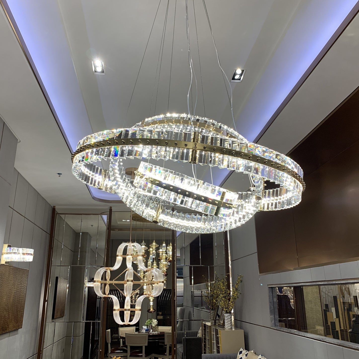 Elvira 3-Tier Round Ring Crystal LED Chandelier