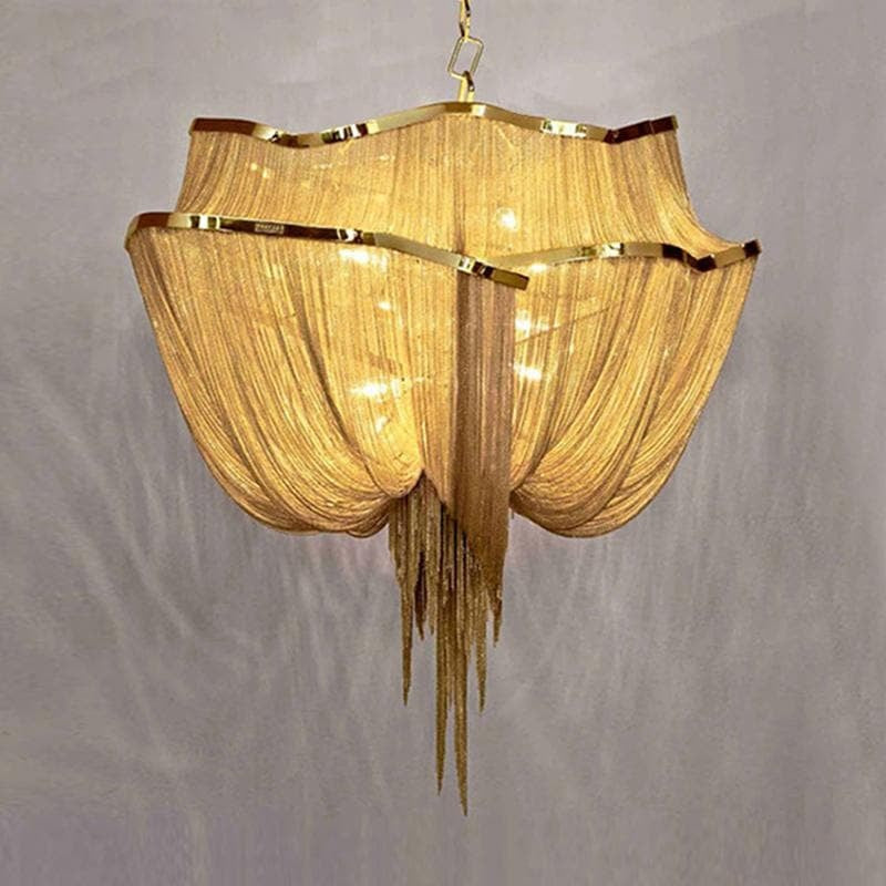 Viola Luxury Double-Layer Aluminum Chain Tassel Chandelier