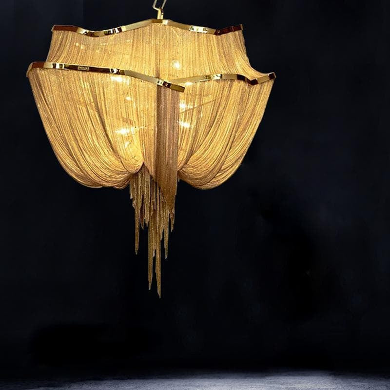 Viola Luxury Double-Layer Aluminum Chain Tassel Chandelier
