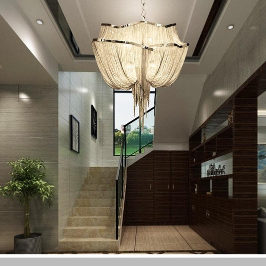 Viola Luxury Double-Layer Aluminum Chain Tassel Chandelier