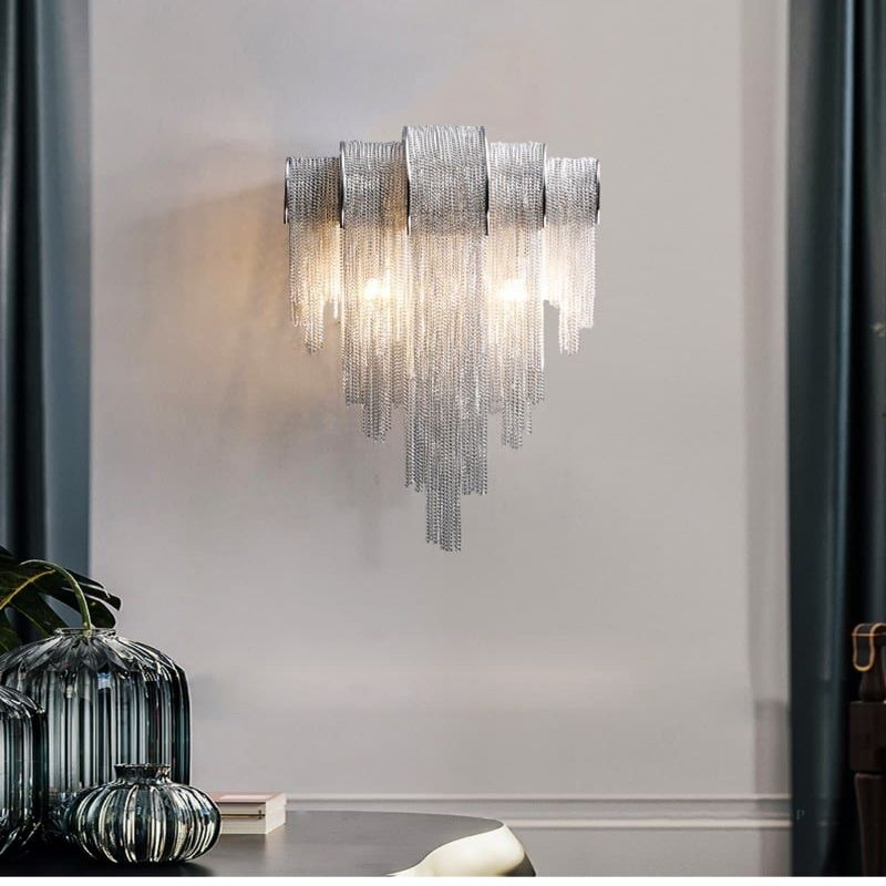 Viola Luxury Plated Aluminum Chain Tassel Wall Sconce