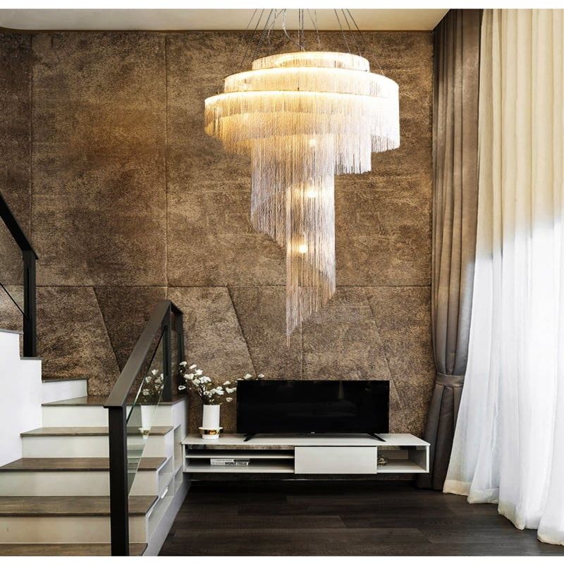 Viola Luxury Aluminum Chain Tassel Ring Multi layer Chandelier