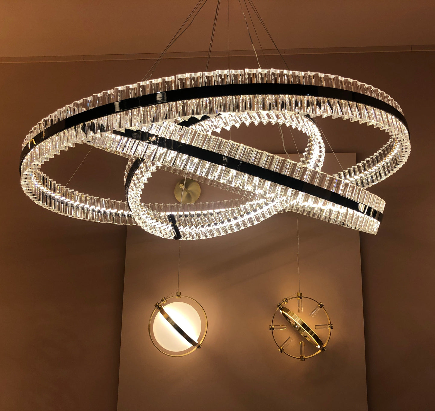 Elvira 3-Tier Round Ring Crystal LED Chandelier