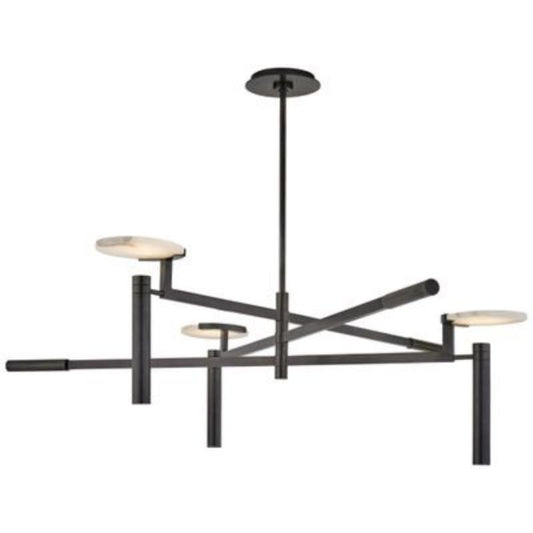 Alabaster Zemira Fancy Long Pole Chandelier 45"W