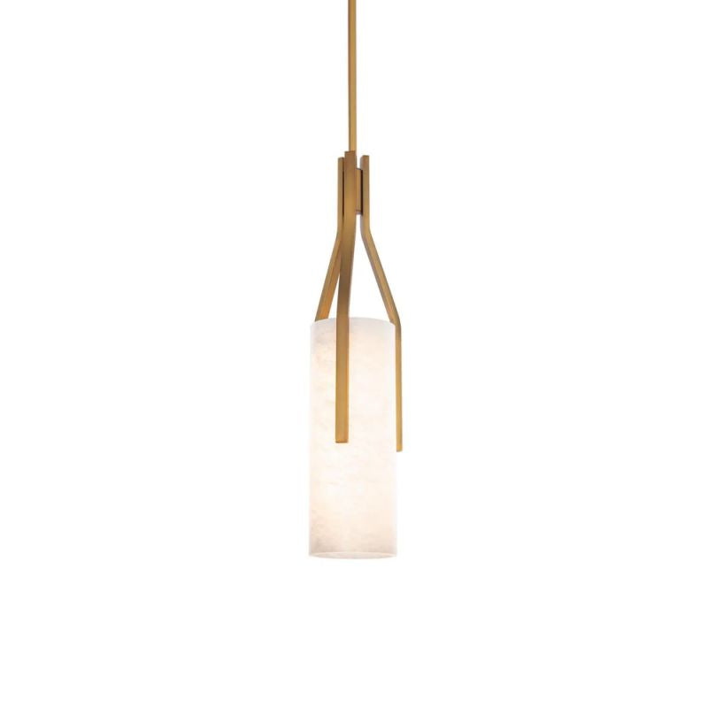 Alabaster Zia Cylindric LED Pendant Light 22"