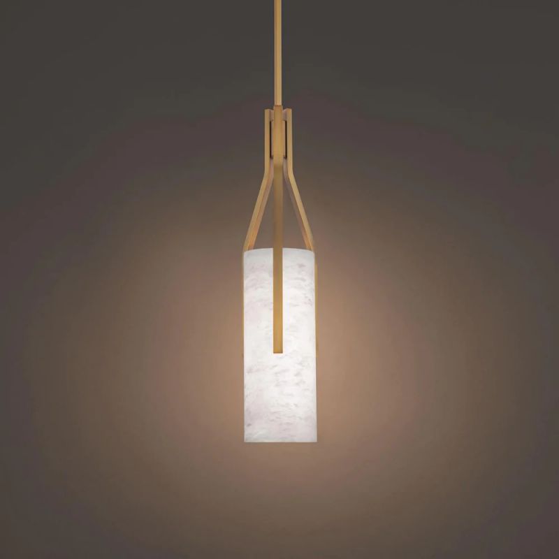 Alabaster Zia Cylindric LED Pendant Light 22"