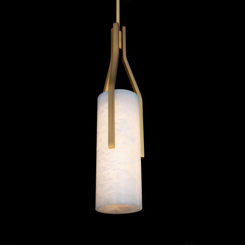 Alabaster Zia Cylindric LED Pendant Light 22"