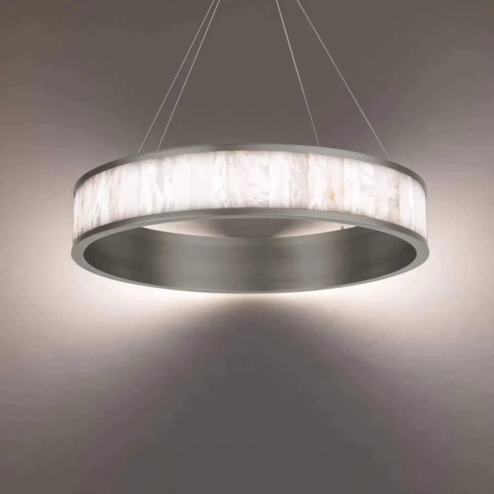 Alabaster Modern Round Ring LED Chandelier 28"