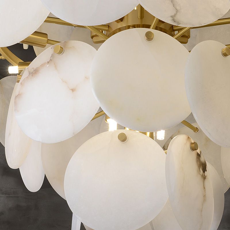 Alabaster Magnolia Multi-tiered Round Chandelier