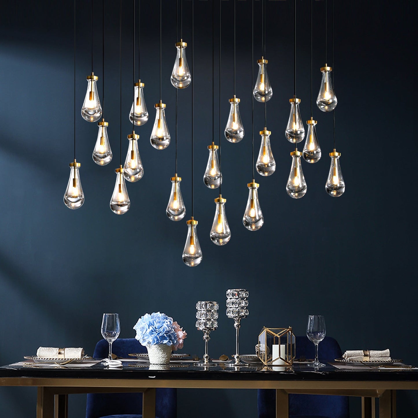 Raindrops Rectangular Chandelier 72"