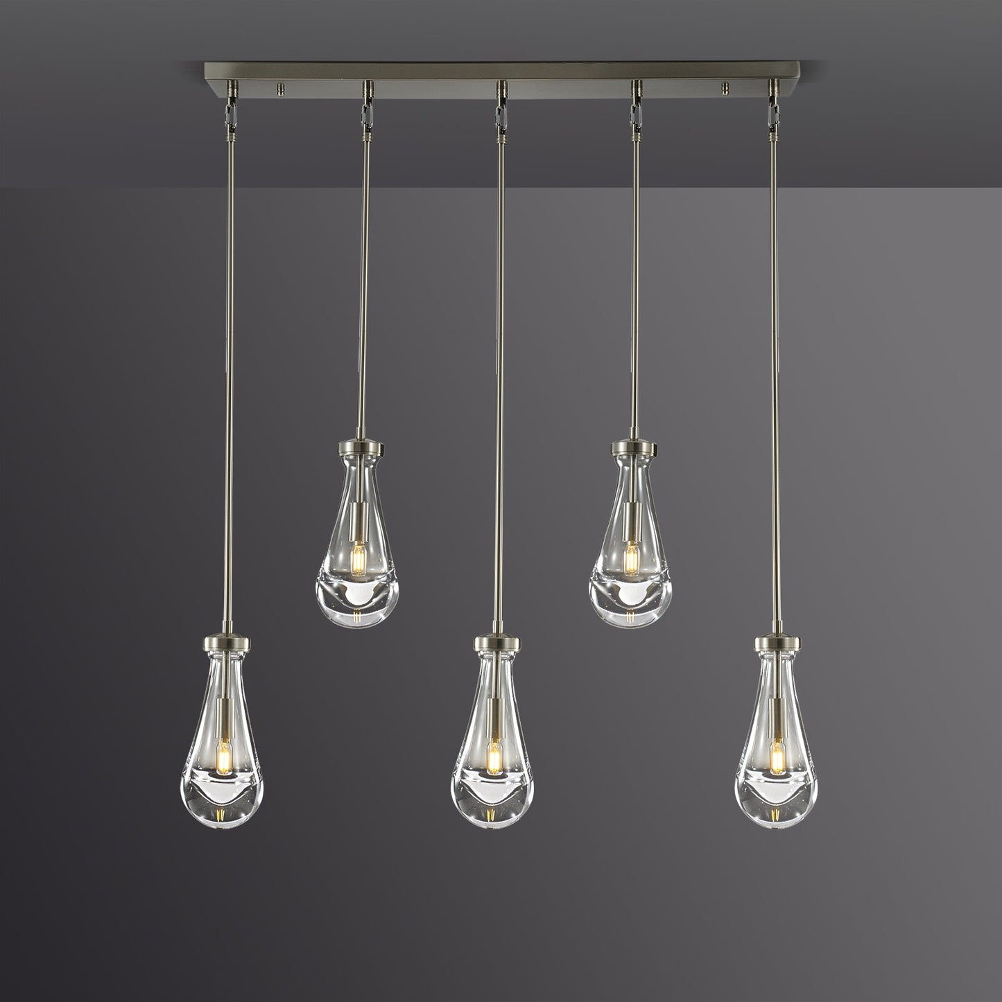 Raindrops Rectangular Chandelier 36" rod