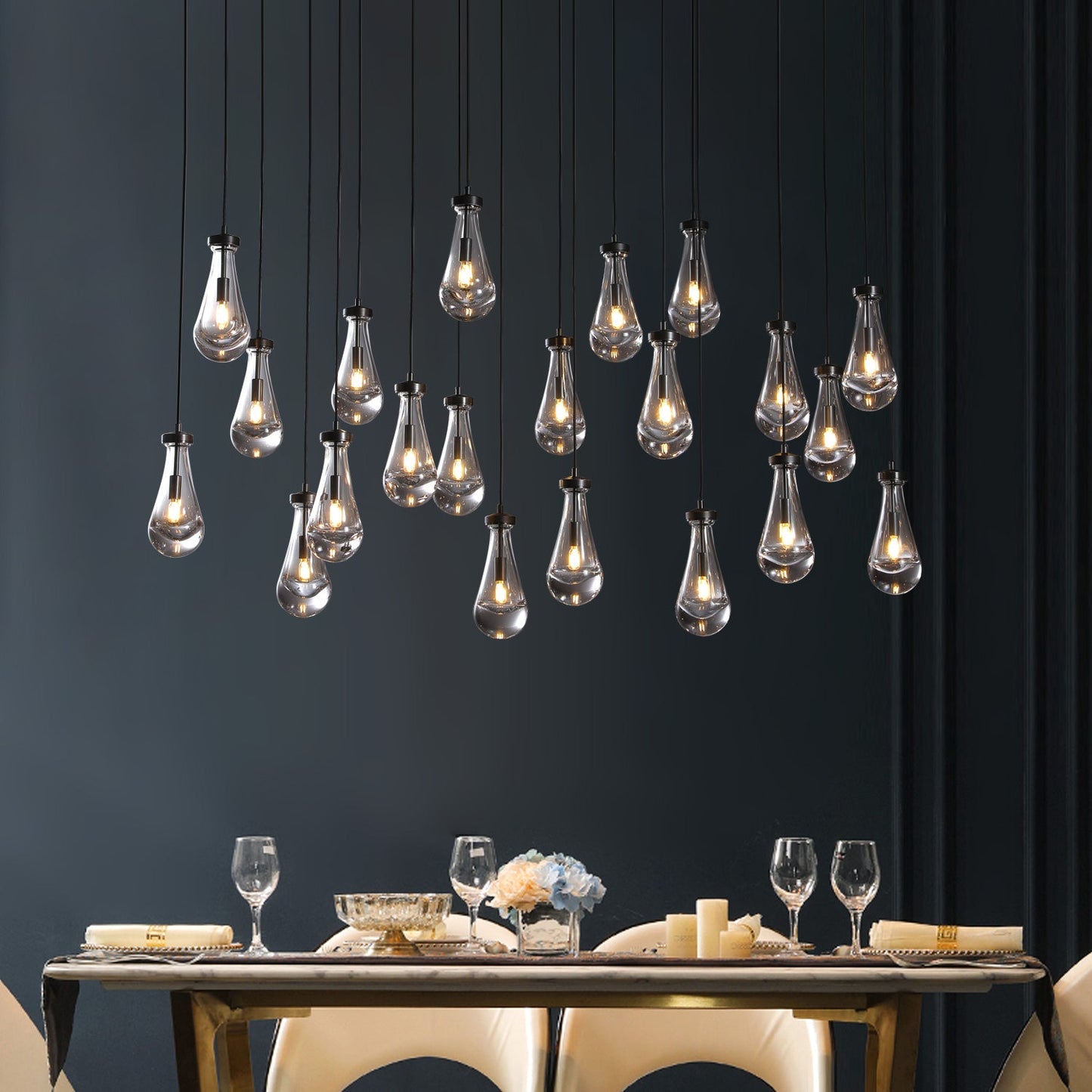 Raindrops Rectangular Chandelier 72"