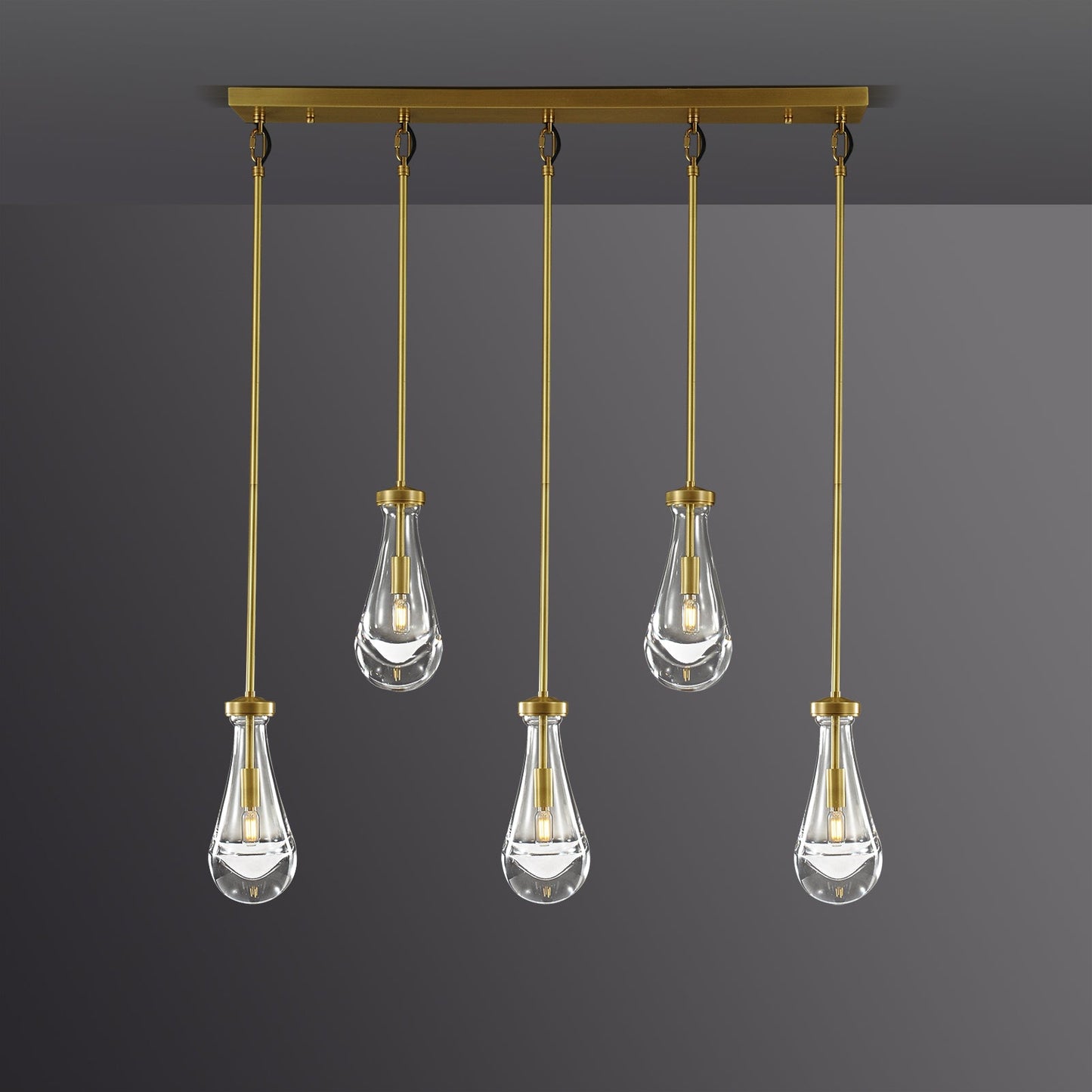 Raindrops Rectangular Chandelier 36" rod