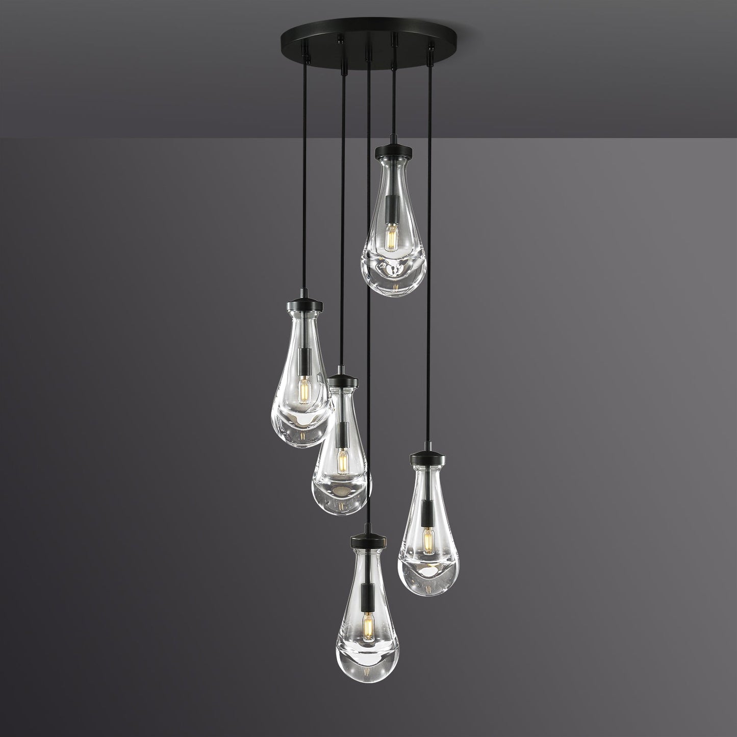 Raindrop round chandelier 14"(cord)