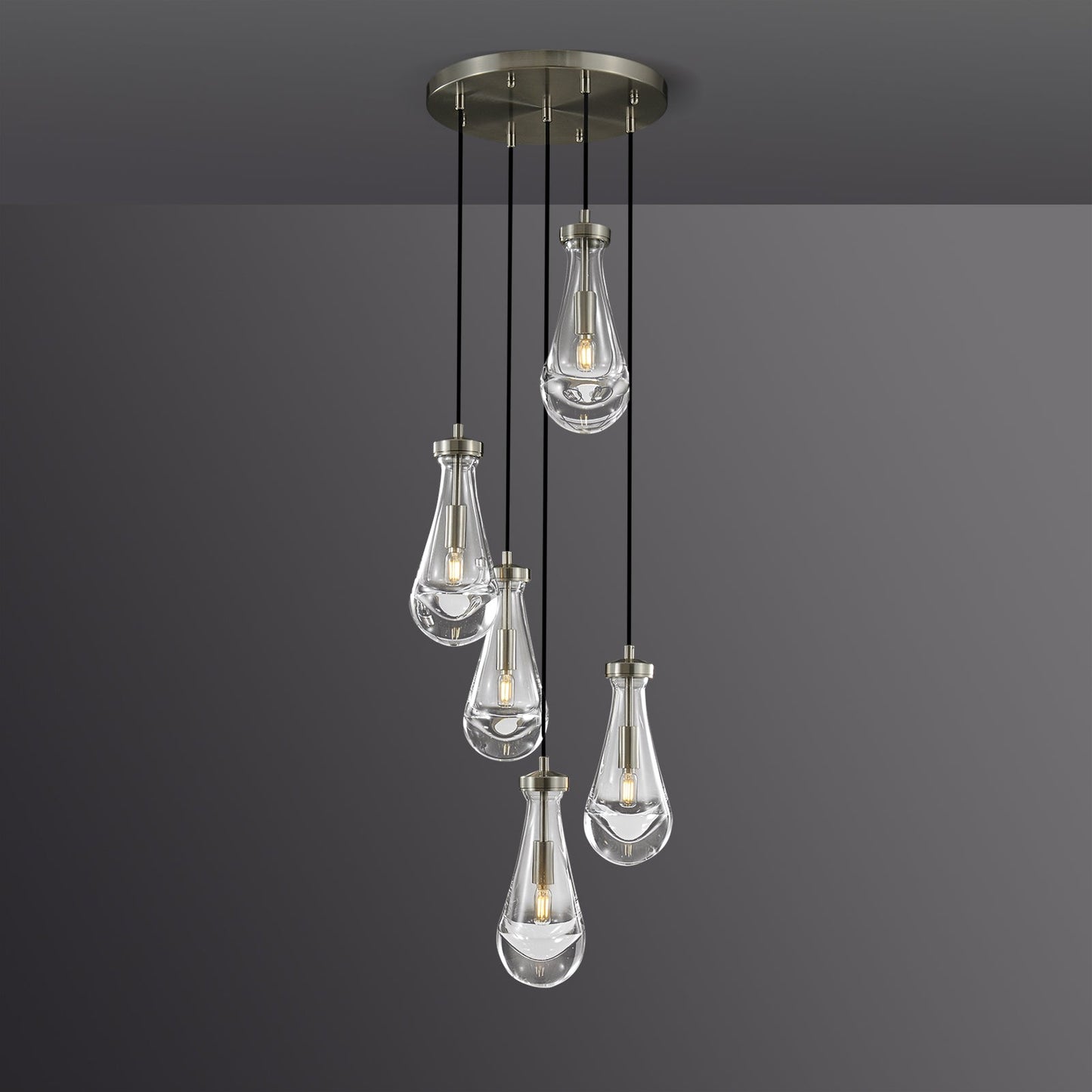Raindrop round chandelier 14"(cord)