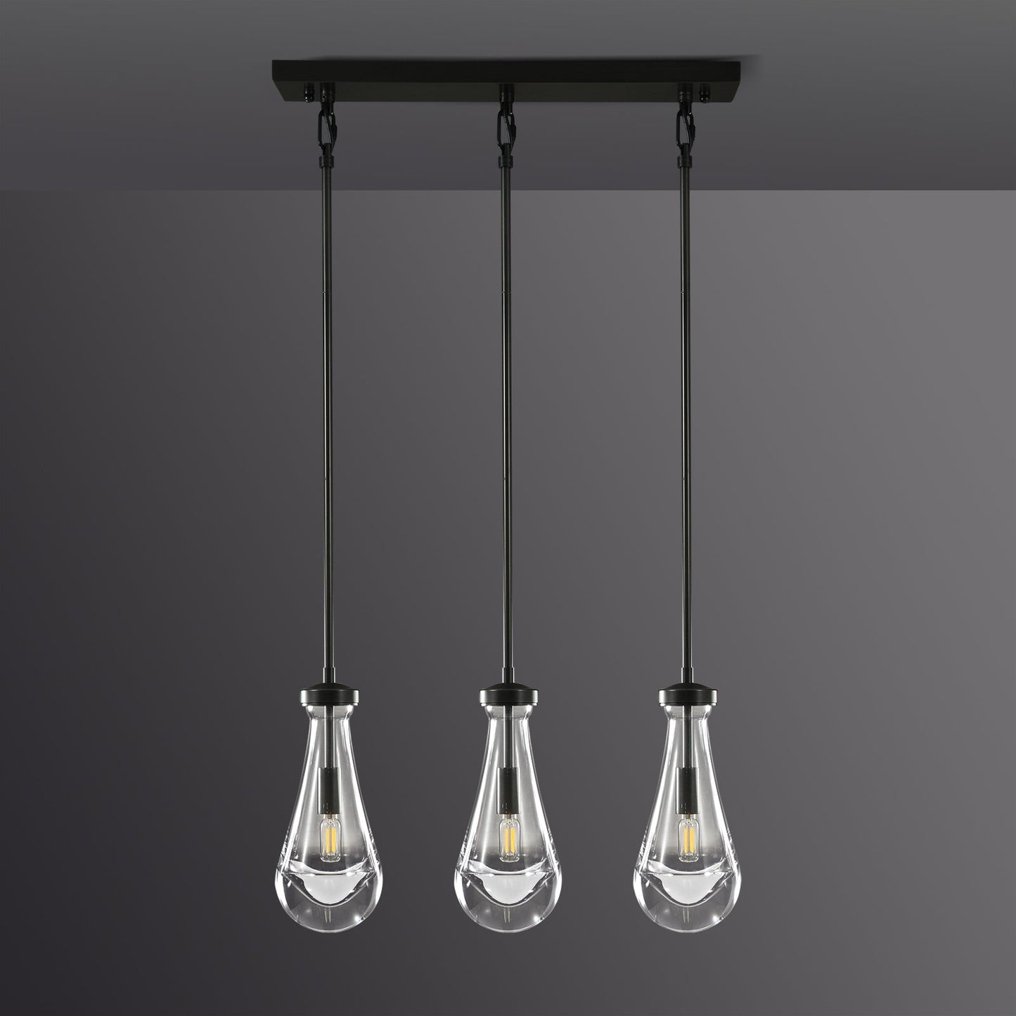 Raindrops Rectangular Chandelier 22" rod