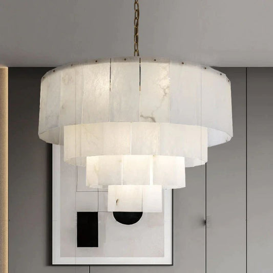 Alabaster Multi-Layer Modern Round Chandelier 31"