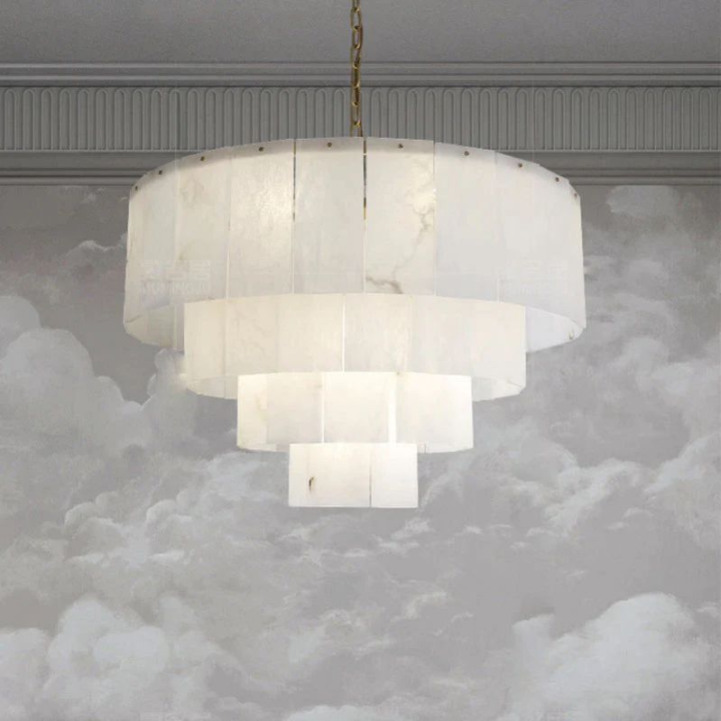 Alabaster Multi-Layer Modern Round Chandelier 31"
