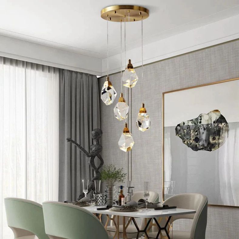 Angelia Faceted Round Pendant For Dining Room