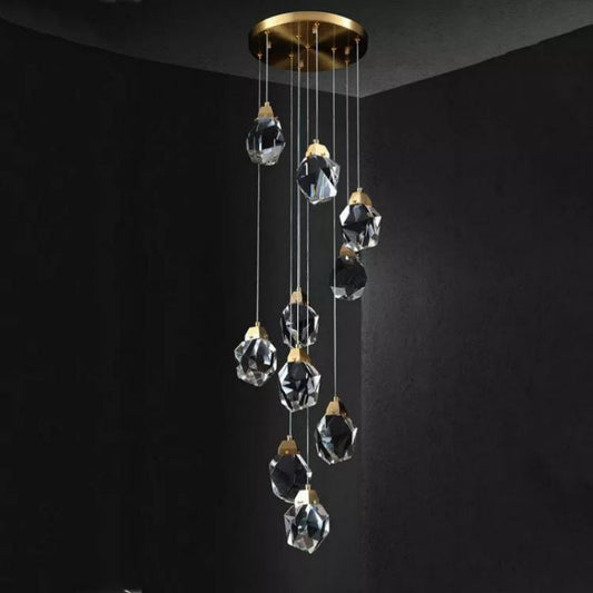 Angelia Faceted Crystal Prisms Chandeliers For Staircase