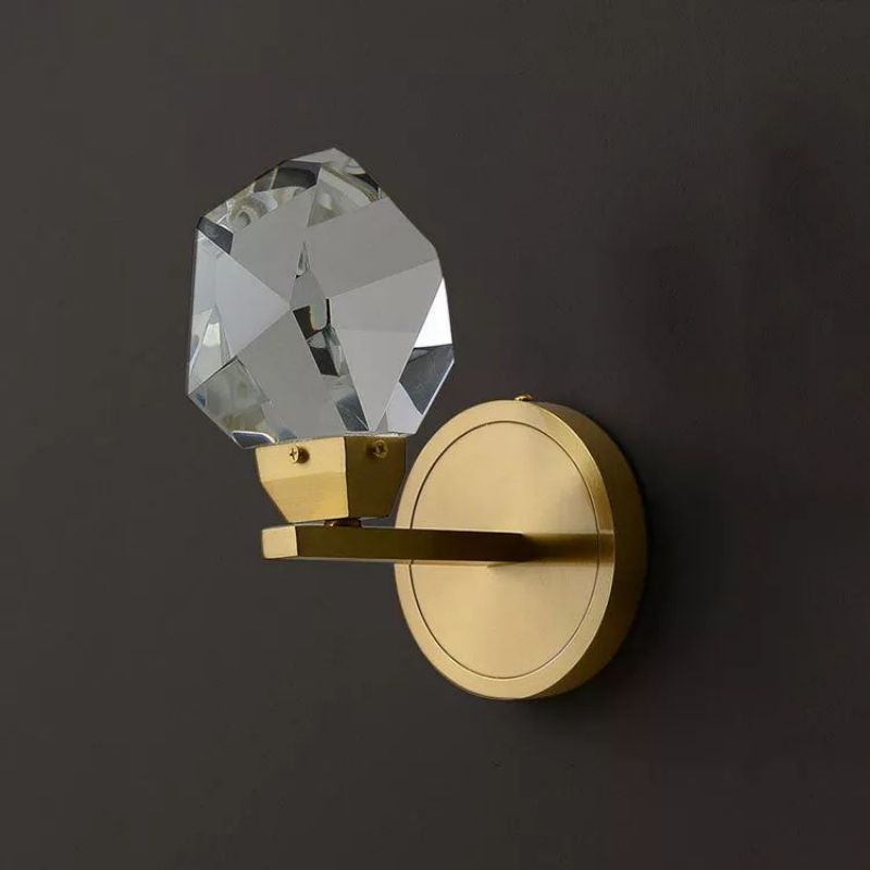 Angelia Faceted Crystal Prisms Short Wall Sconce