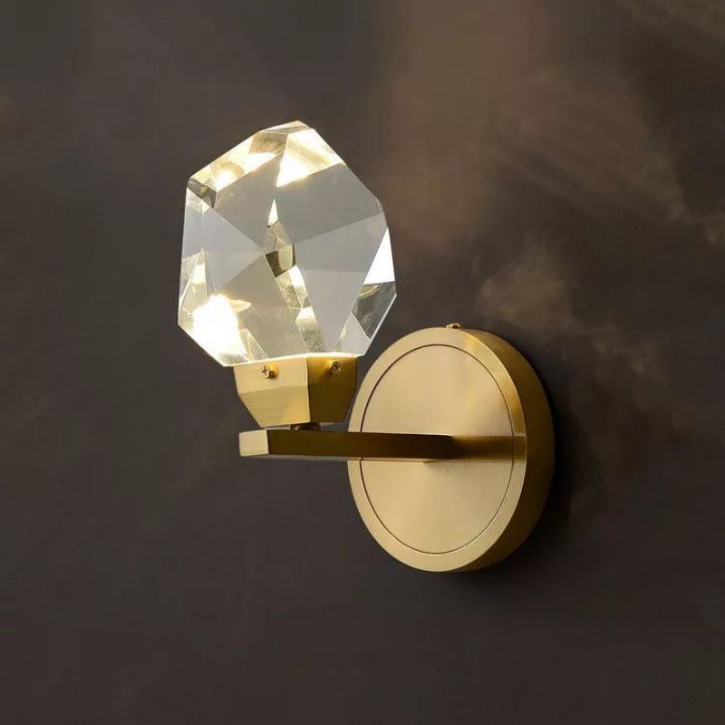 Angelia Faceted Crystal Prisms Short Wall Sconce