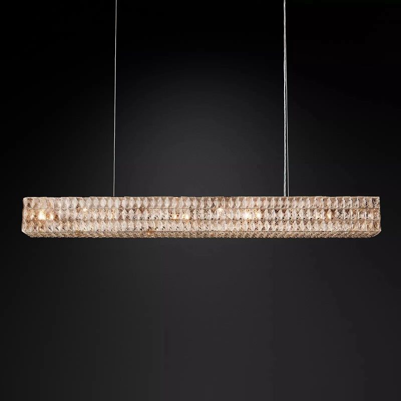 Brilliant Crystal Linear Chandelier 49“W 61”W