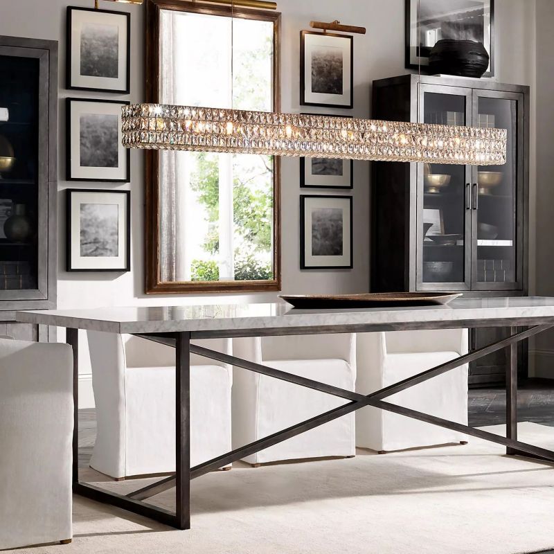 Brilliant Crystal Linear Chandelier 49“W 61”W