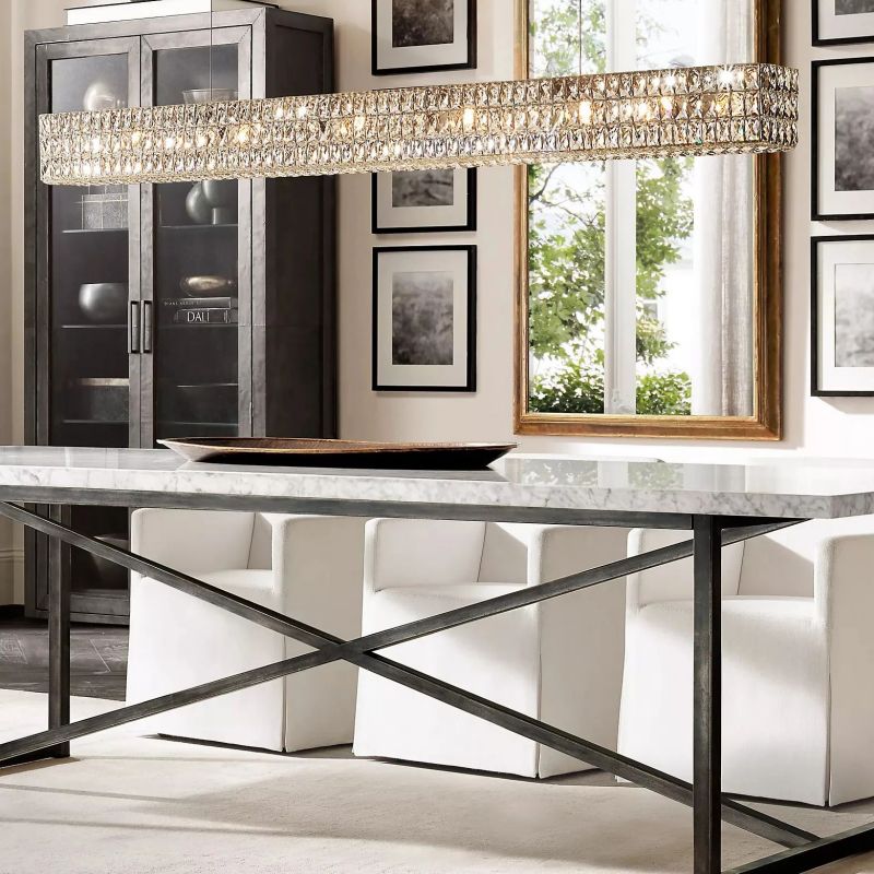 Brilliant Crystal Linear Chandelier 49“W 61”W