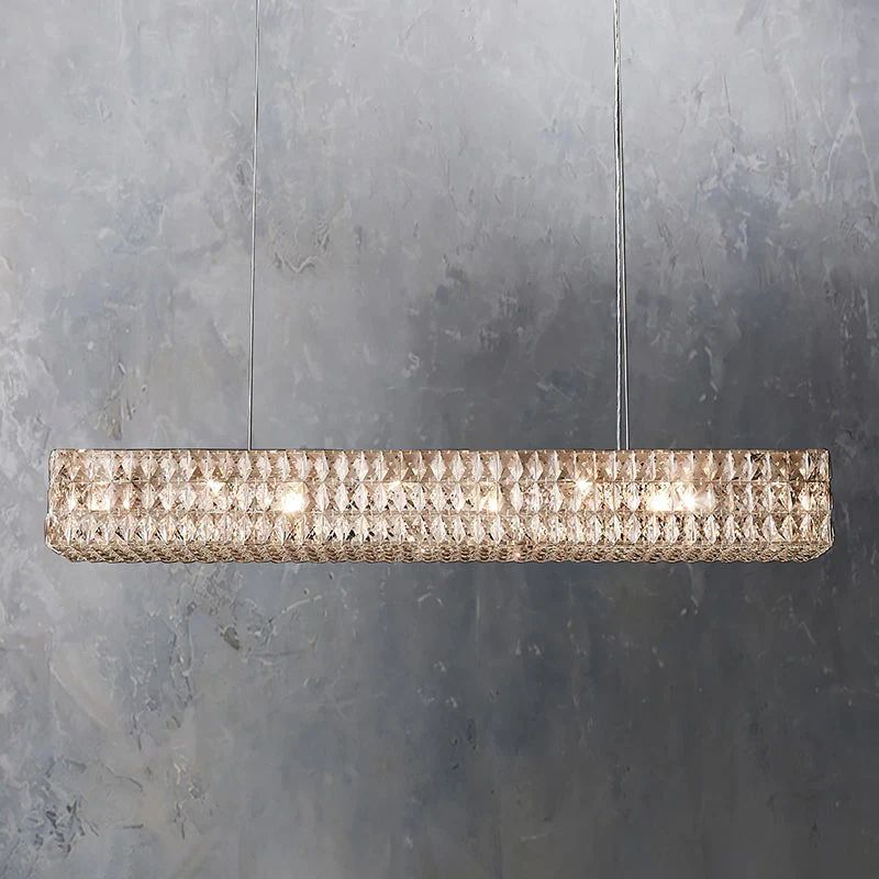 Brilliant Crystal Linear Chandelier 49“W 61”W