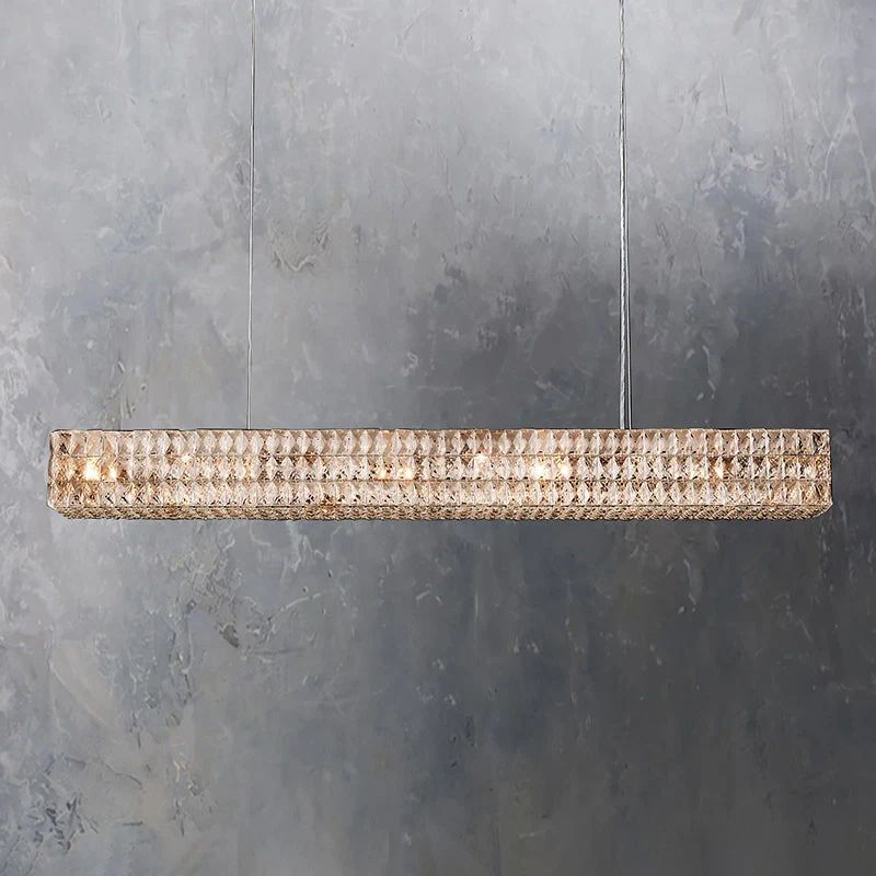 Brilliant Crystal Linear Chandelier 49“W 61”W