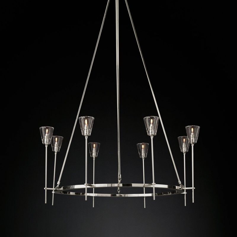 Glass Torch Round Chandelier 46"