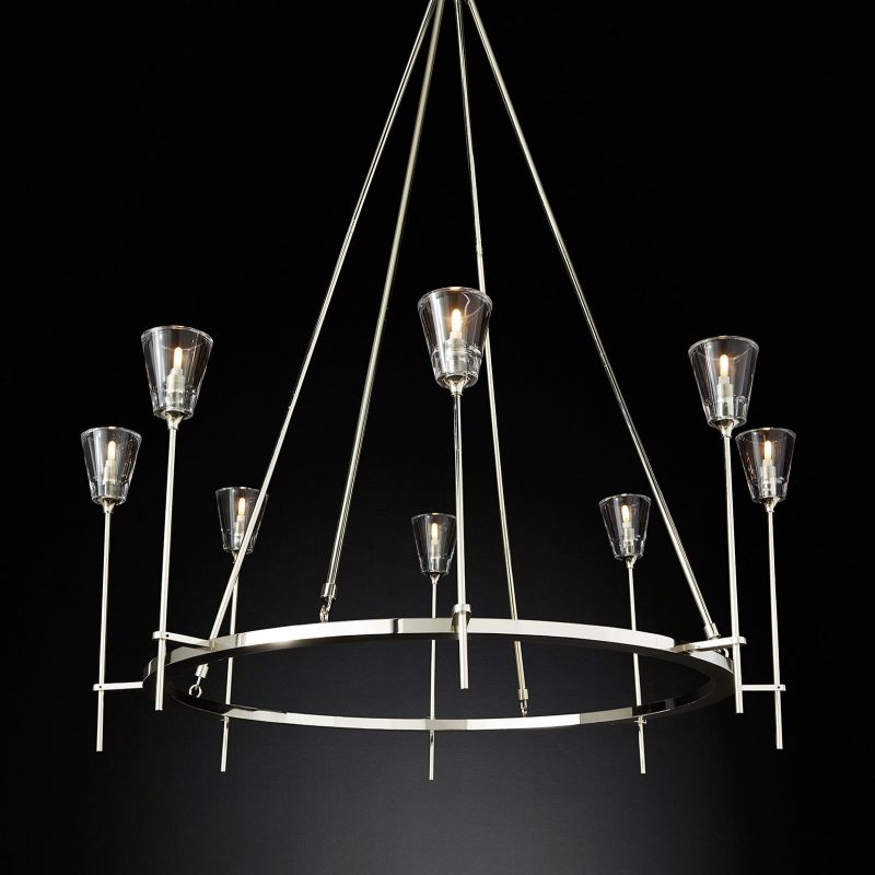 Glass Torch Round Chandelier 46"