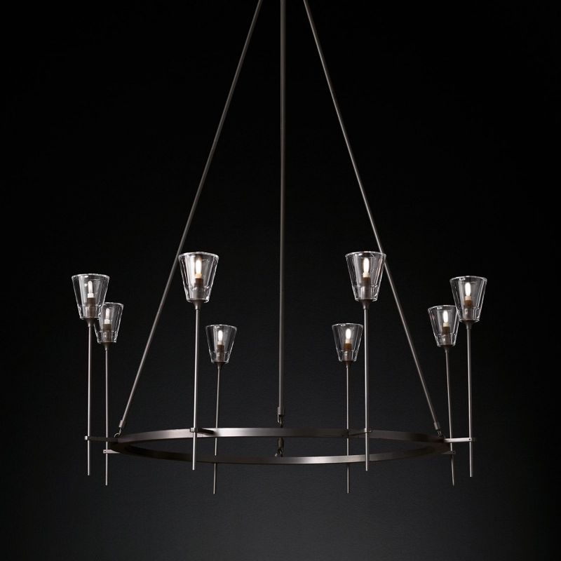 Glass Torch Round Chandelier 46"